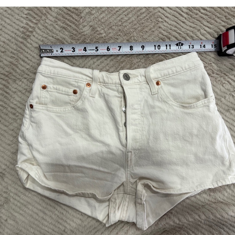 Levi's Womens 501 Original High Rise Button Fly Denim Shorts White 25